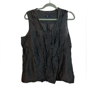 Gap Charcoal Silk Blend Neck Tie Blouse